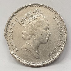 GREAT BRITAIN UK 1996 . TEN 10 PENCE COIN . ERROR . BITTEN FLAN